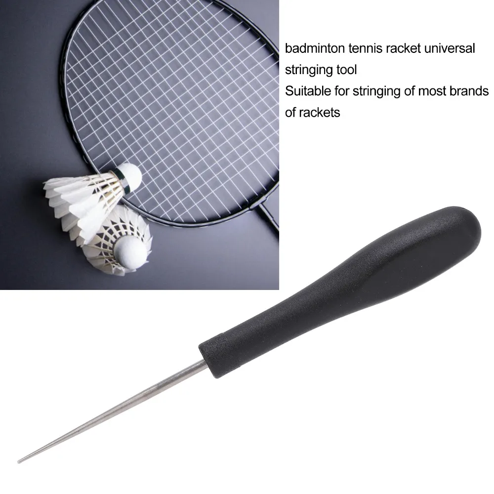 

Badminton Accessories Black Racquet Stringing Awl Durable Portable Straight Awl Iron Tennis Racket Stringing Tools Badminton
