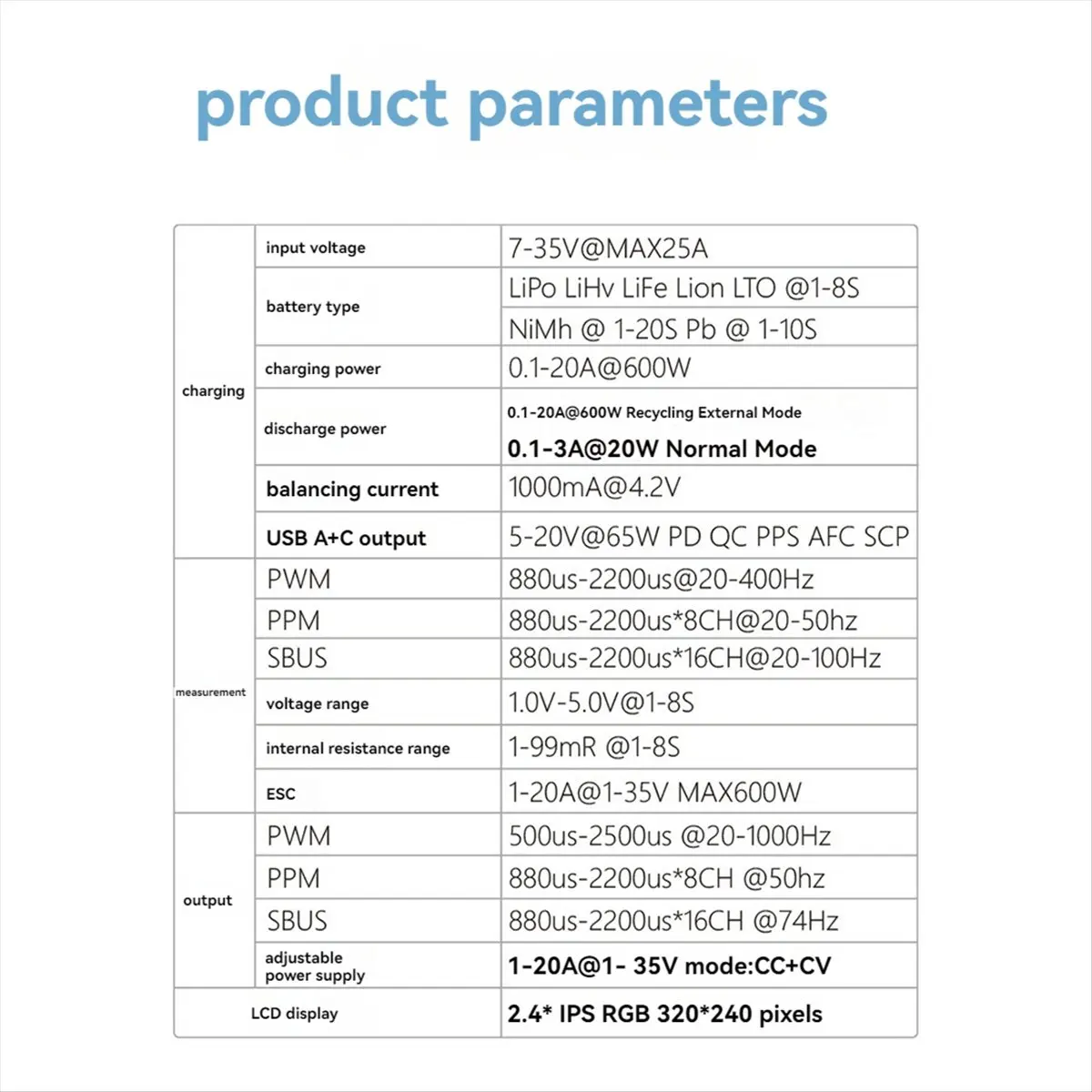 A10I  M9 600W USB Fast Charing DC Smart Charger Adjustable Screen Angle with Audio Function for 1-8S Lipo LiHv LiFe Battery
