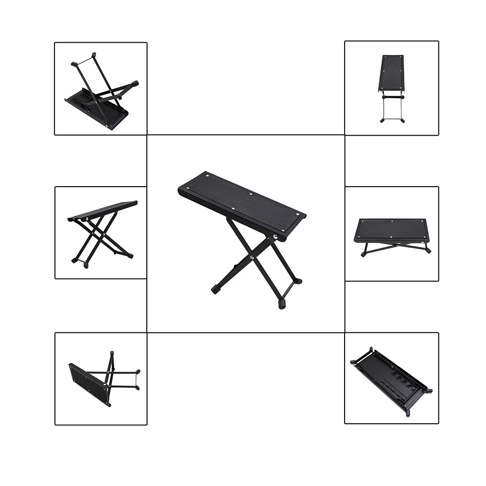 Gitarren-Fußstütze, Pedal, Metall-Trittbrett, rutschfeste Pads, höhenverstellbar, faltbar, Stützfußhocker, Gitarrenteile und Zubehör – Detail 3