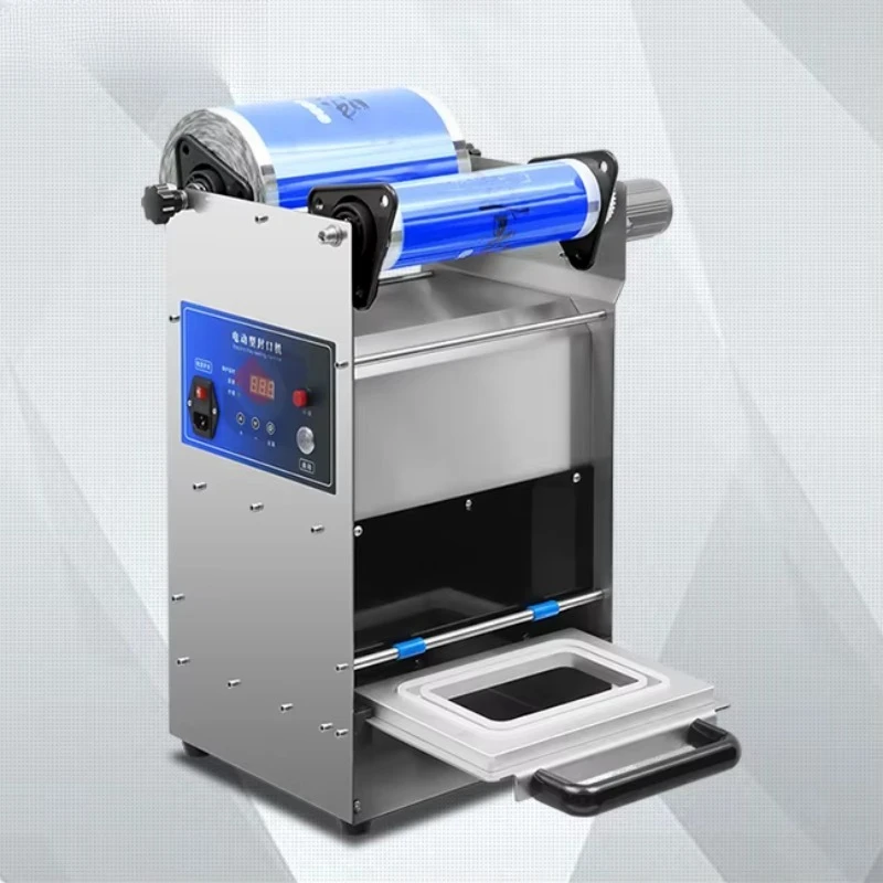 DF250T Semi-Auto Food Tray Sealing Machine for Sandwich Fast Cooked Foods Durian Fruits New Paper Bagasse Container Film
