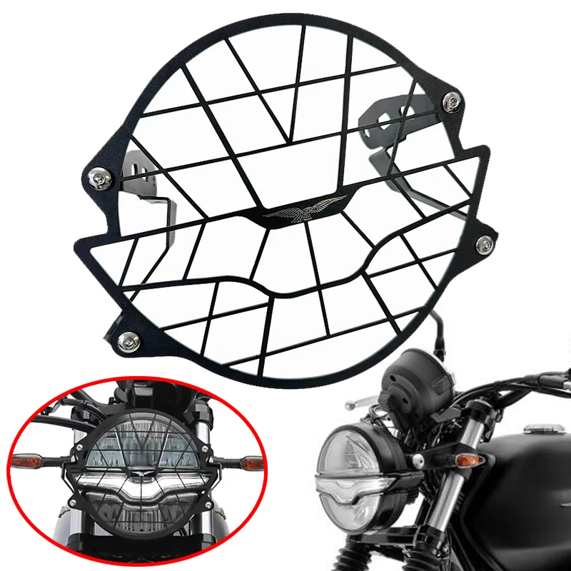 

Motorcycle Headlight Head Light Guard Protector Cover Grill Fit For Moto Guzzi V7 850 Stone V7 850 Special V9 Bobber 2021-2024
