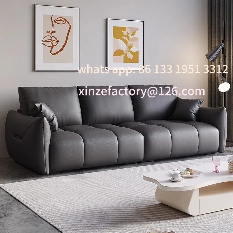 غرفة معيشة صغيرة قابلة للتخصيص 2024 أريكة جديدة وحديثة وبسيطة بثلاثة أو أربعة صف مستقيم ضيق من الصوف الفاخر