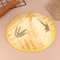 Chinese Retro Bamboo Rattan Fisherman Hat Handmade Weave Straw Bucket Hat Tourism Rain Dance Props Cone Fishing Sunshade Hat - Image 5