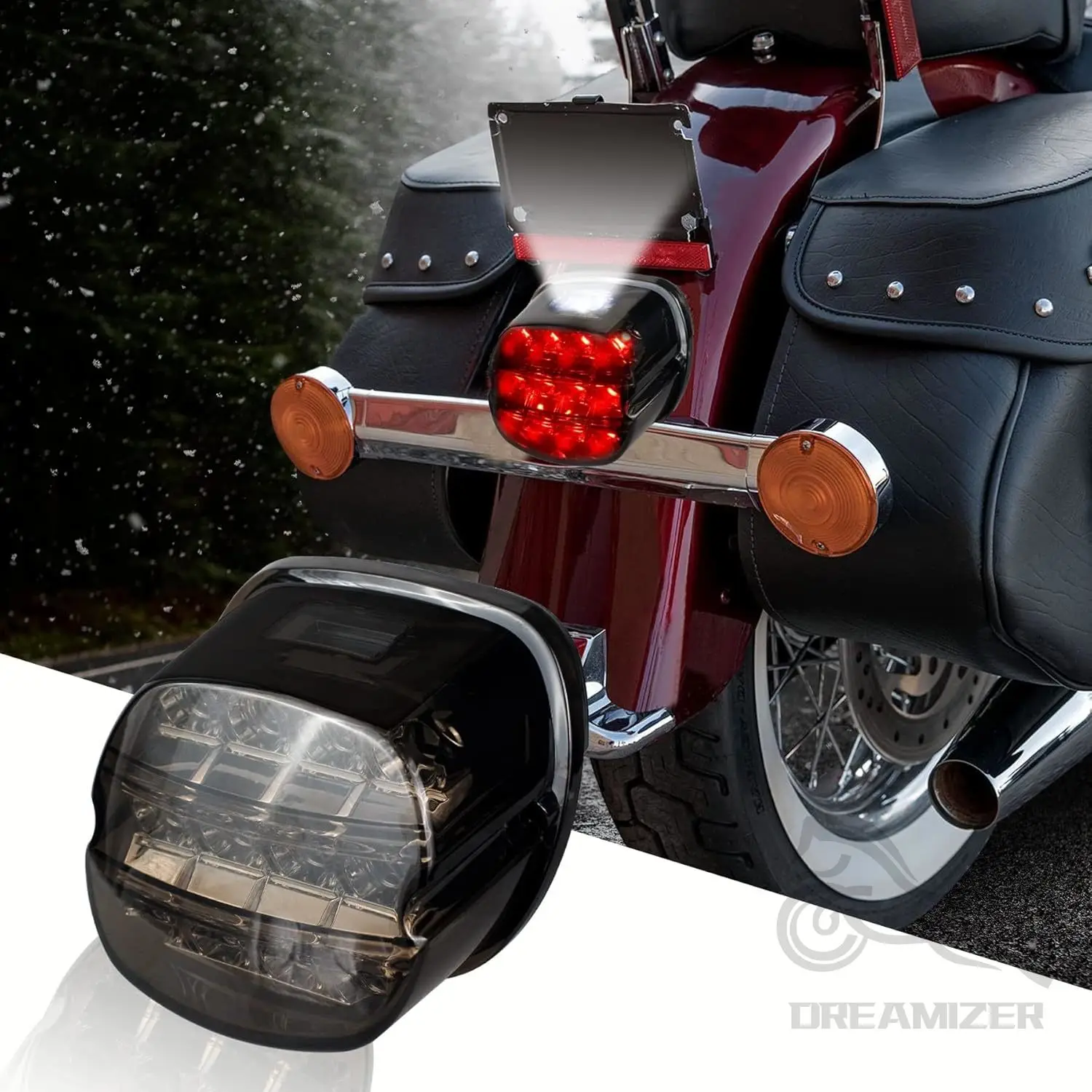 

LED Rear Tail Light Motorcycle Taillights Brake Driving Light for Harley Dyna Road King Electra Glide Street Bob Touring Smoked