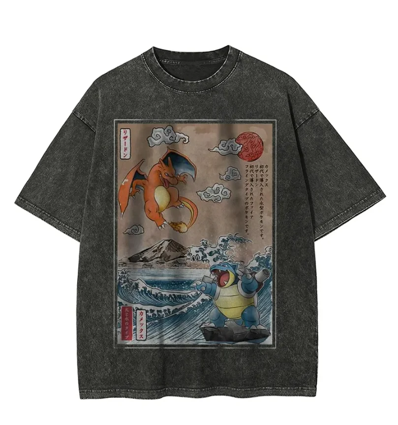 Pok é mon Herren Street Style Anime bedrucktes Baumwoll-T-Shirt 2026 Sommer trendige Freizeitkleidung