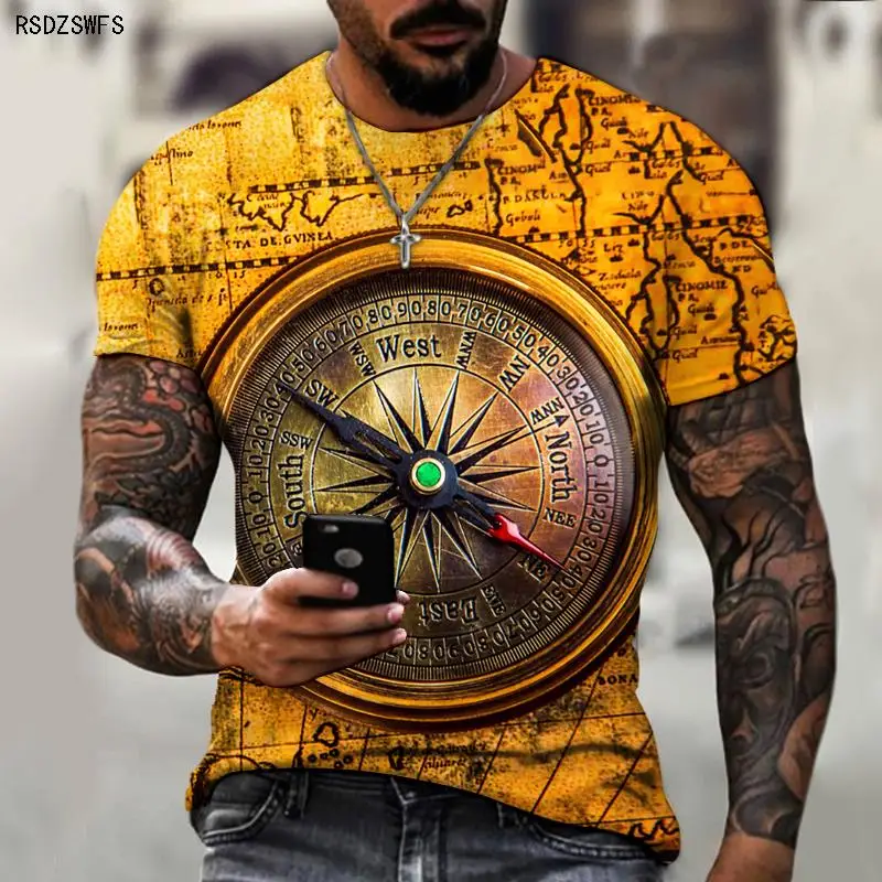 Retro Oversized T-shirt 5XL Men's Short-sleeved Shirt Ethnic Harajuku 3d O Collar Summer International 2022 Fashion Brand