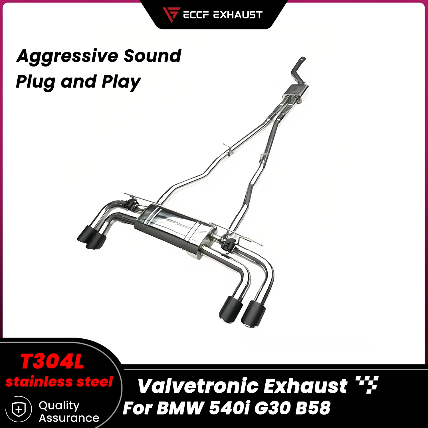 

Sporty Valvetronic Stainless Steel Catback Exhaust for BMW 540i G30 B58 Freely Adjustable Sound Control Easy Installation