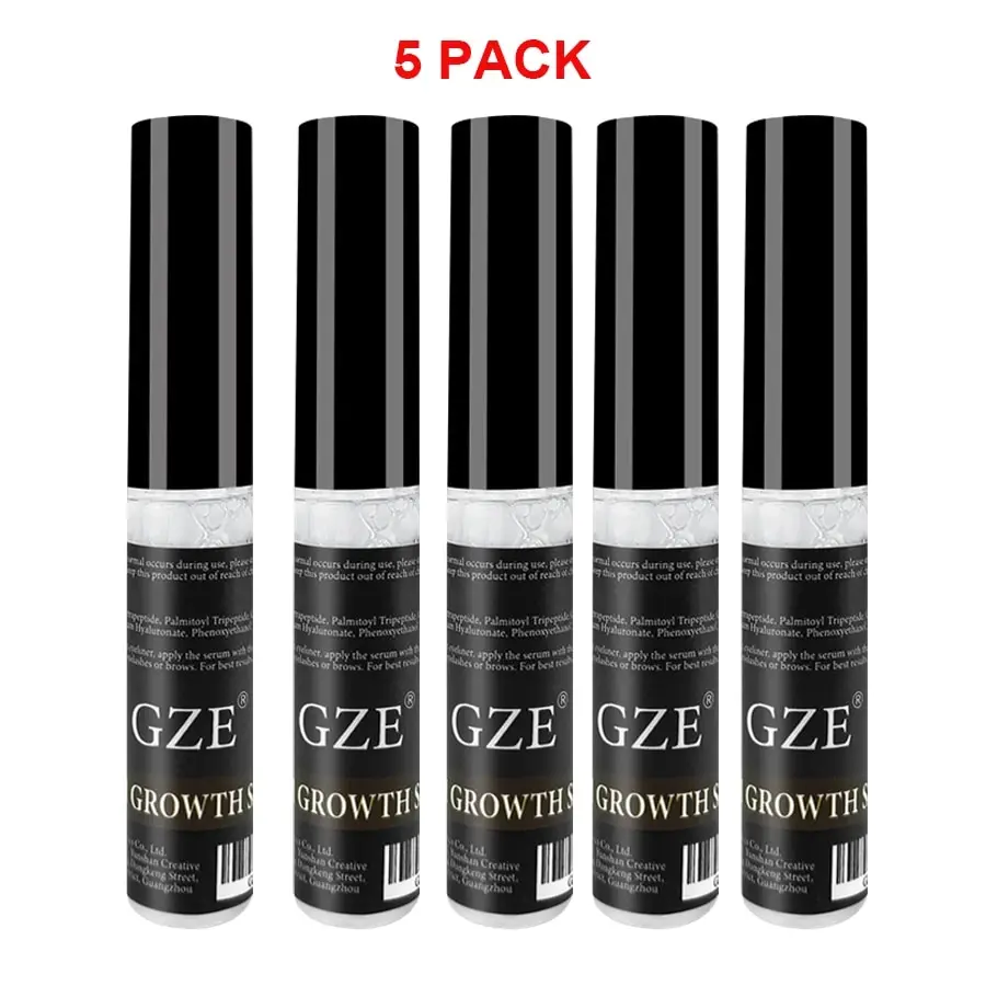 

Premium Eyelash Serum by GZE, Lash Boosting Serum for Longer, Fuller Thicker Looking Lashes (5ML) 5-pack