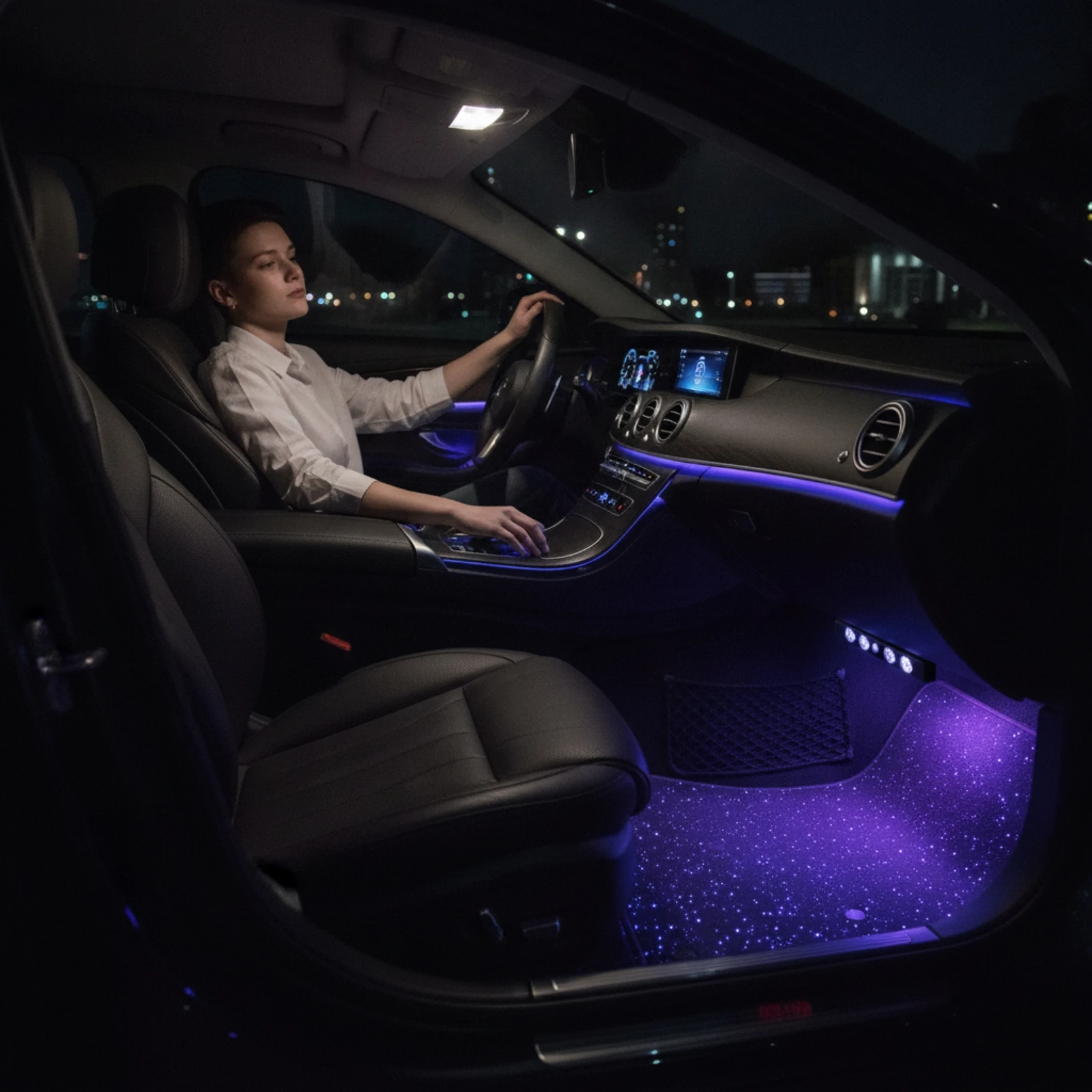 2 Pieces Car Ambient Light with Sensor Wireless Car Light Kit with Controller Control Slim Soft for Drivers, Night Driving