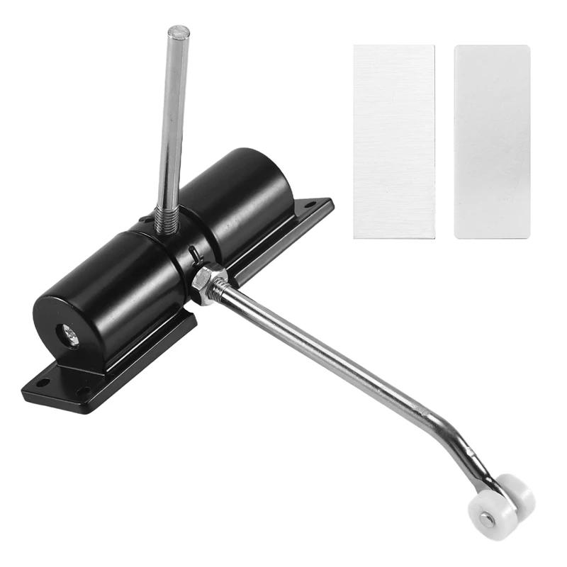 Door Closer Household Black Belt Wheel Adjustable Automatic Door Closing Light Zinc Alloy Spring Door Closer