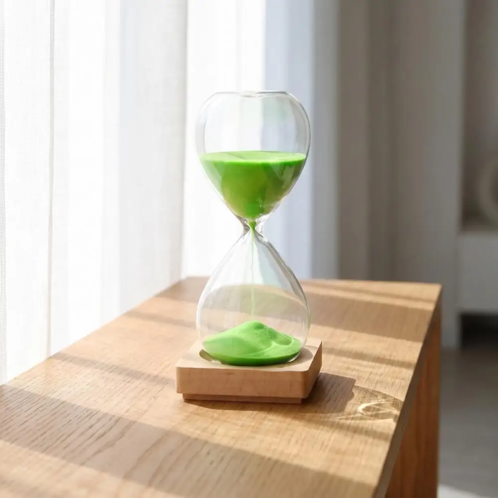 5 Hourglass Timer 5-minute Glass Hourglass Timer with Wooden Base Modern Decorative Sand Clock Drop Shape Sand for Study for Tea