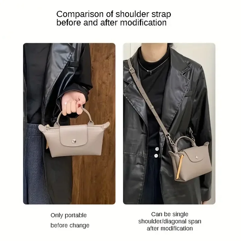 Leather Replacement Crossbody Bag Strap, Fit for Longchamp Mini Shoulder Strap Without Punching Modification