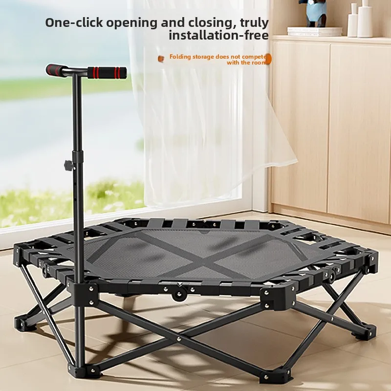 Foldable Hexagonal Mini Trampoline Adjustable Support Frame Indoor Home Adult Fitness Rebounder Workout Equipment Trampolines