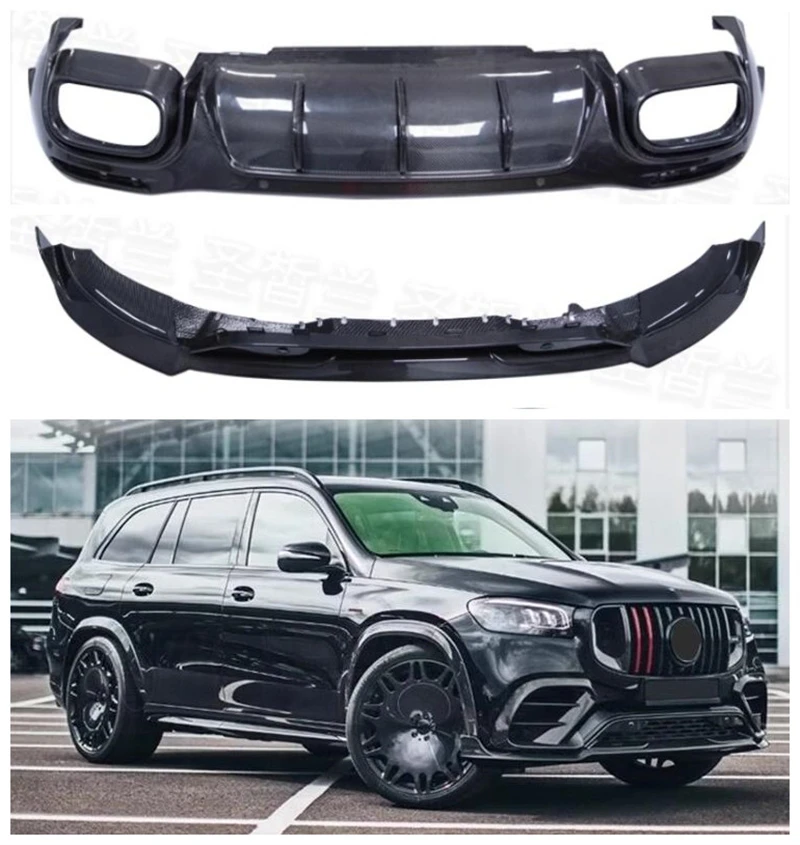 

Для Benz X167 GLS450 GLS63 20-23 Передний бампер из настоящего углеродного волокна, задний диффузор, спойлер, колесо для бровей, полный комплект кузова