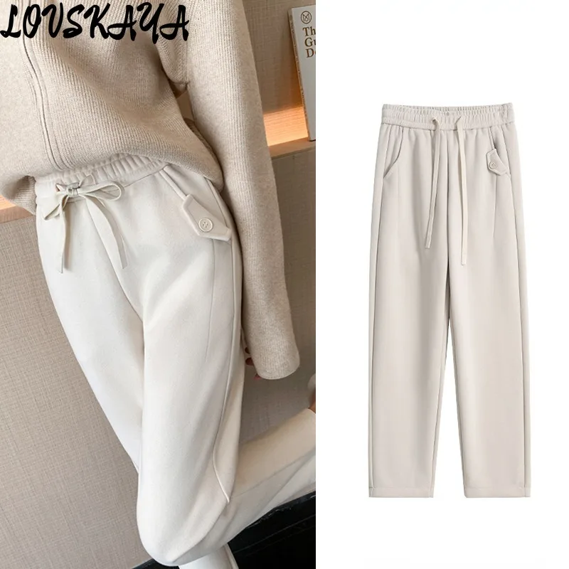 Straight and drooping long pants with a high waist that looks slim tall loose and small casual pants for women autumn winter