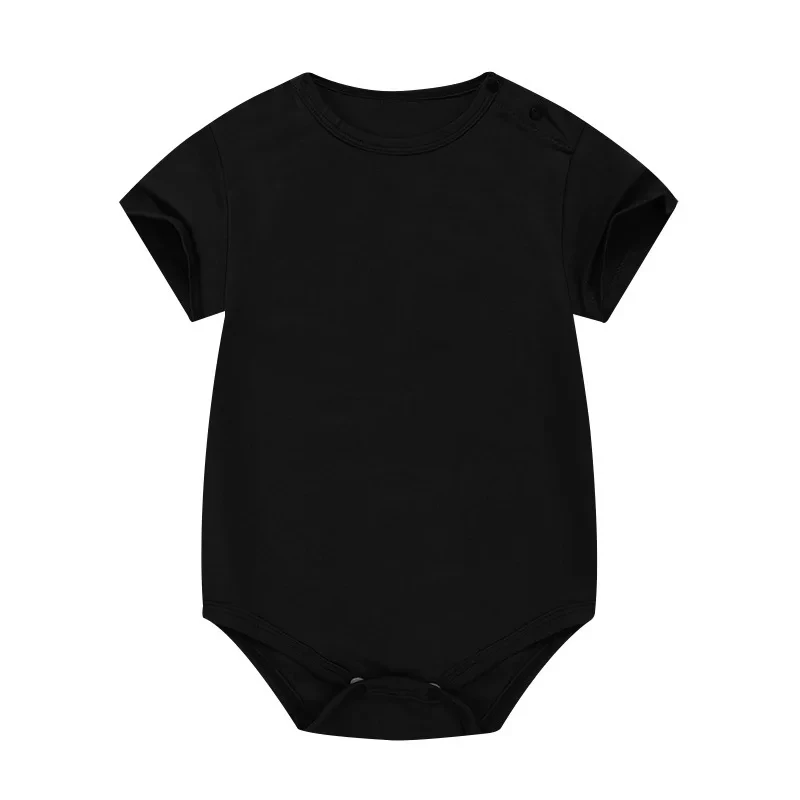 Summer Thin Solid-color Baby Shoulder Buckle Short Sleeve Romper Cotton Bottomst Onesies Multicolor Optional Baby Bodysuit 0-24M