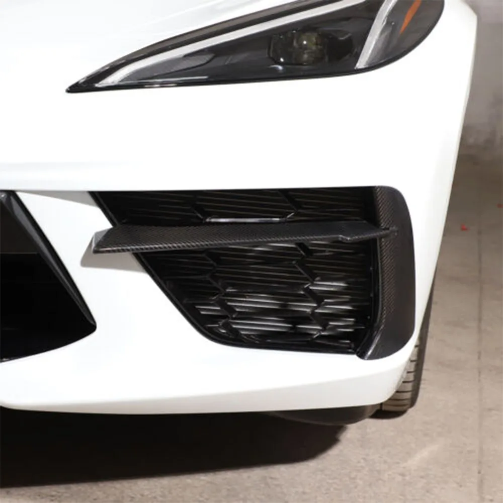 High Quality Real Carbon Fiber Front Bumper Dry Carbon Fiber 2pcs Light Lamp Cover For Corvette C8 2020-2023