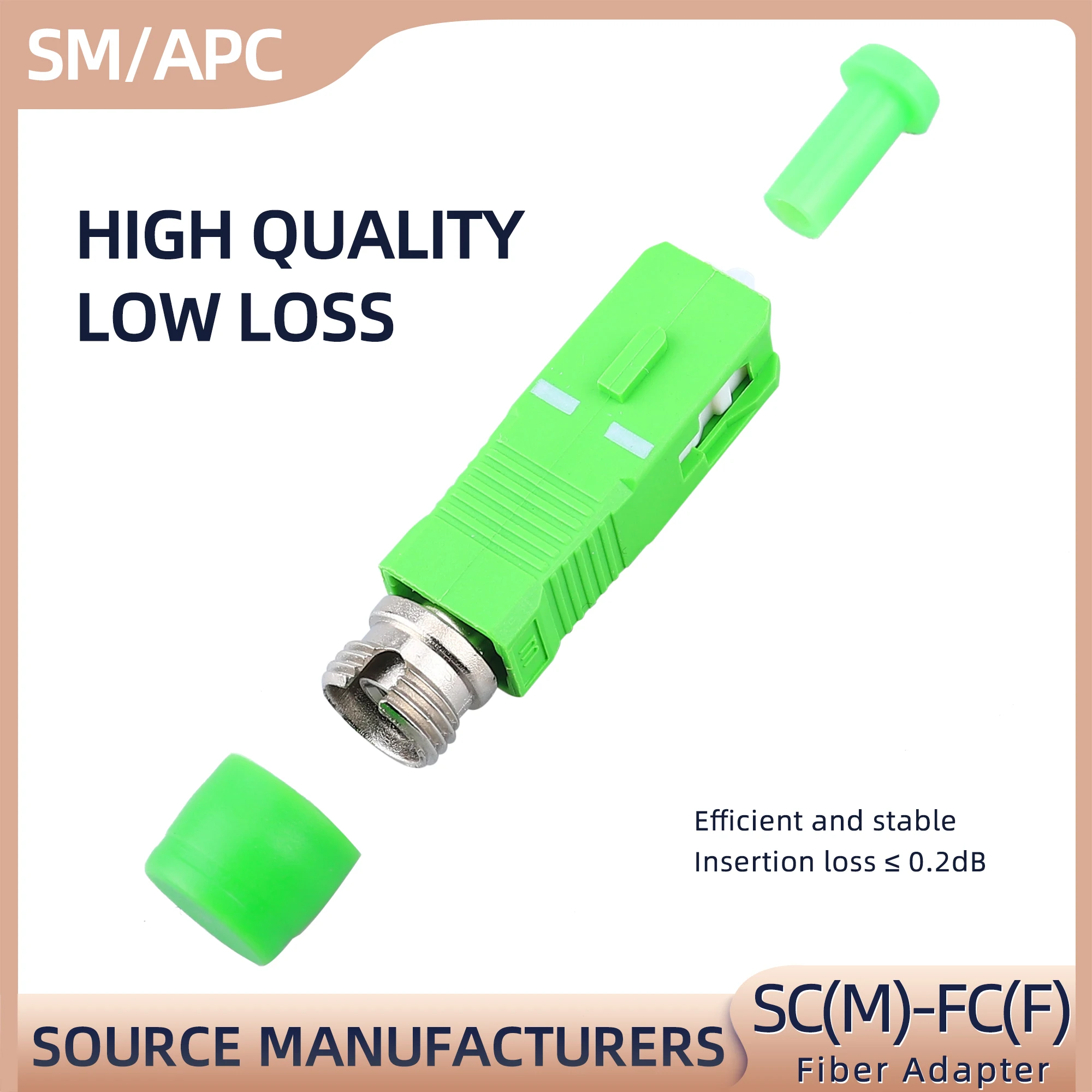 2PCS SC/APC Male FC/APC Female Adapter SM Hybrid Optical Connector for VFL/OMP Digital Communication Optical Equipment