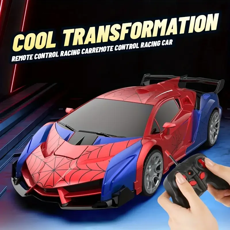 1:18 스케일 무선 조종 자동차, 원버튼 변신, 360도 회전 °   회전 및 LED 조명 - 2.4GHz 무선, USB 충전식