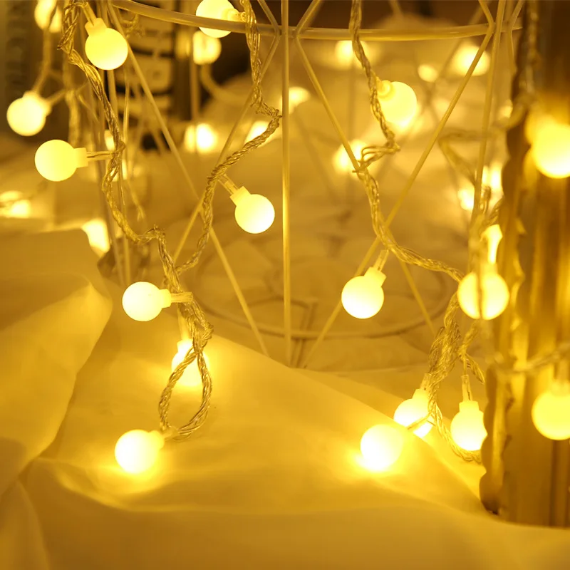 LED Ball Garland Lights USB/Battery Power Fairy Light Waterproof Outdoor String Light Christmas Holiday Wedding Party Decor Lamp