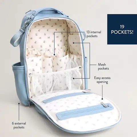 Ritzy Diaper Bag Backpack Large Capacity Boss Plus Baby Backpack Diaper Bag Featuring 19 Pockets, Changing Pad, Stroller Clips,