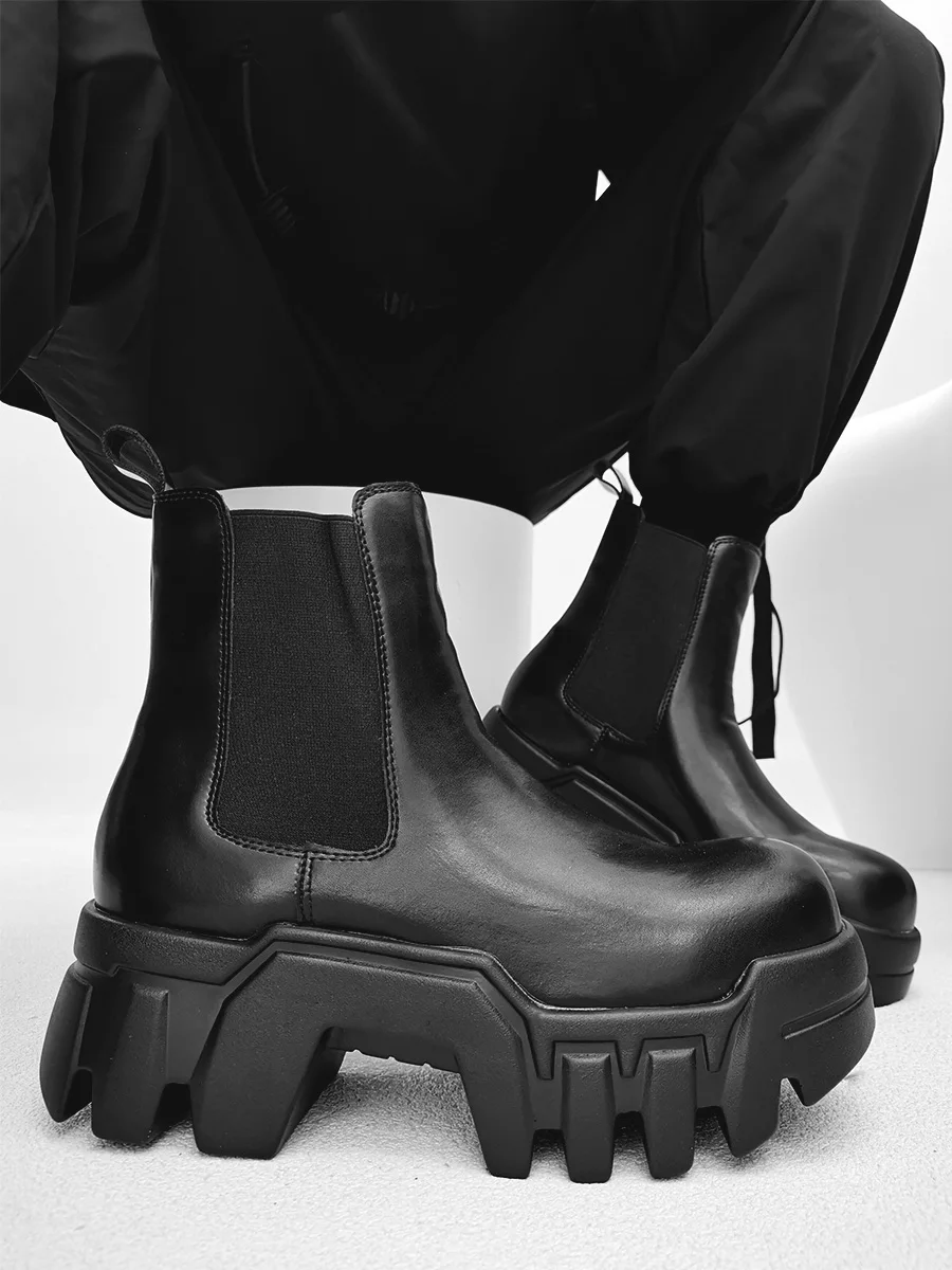 

Paris Chimney Chelsea ort Boots Men's Briti Sle Thi Bot Heightening Puer Tractor Boots Gear Tank Motorcyc...