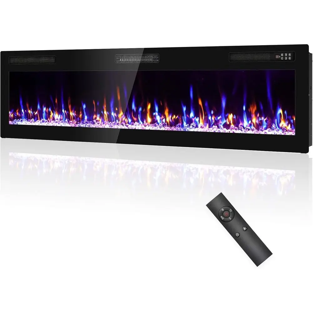 

2025 Upgraded 72 Inch Electric Fireplace: Recessed and Wall-Mounted Ultra Thin Design with Remote and Screen Controls