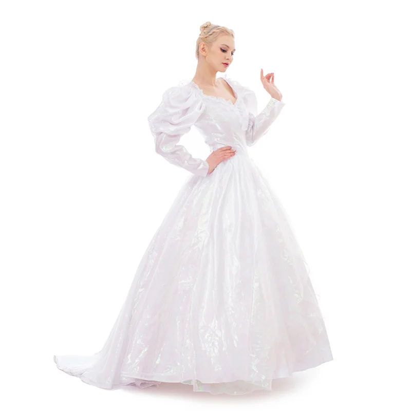 

Movie Labyrinth Sarah Cosplay Costume White Organza Victoria Rococo Medieval Princess Dress Halloween Party Outfits