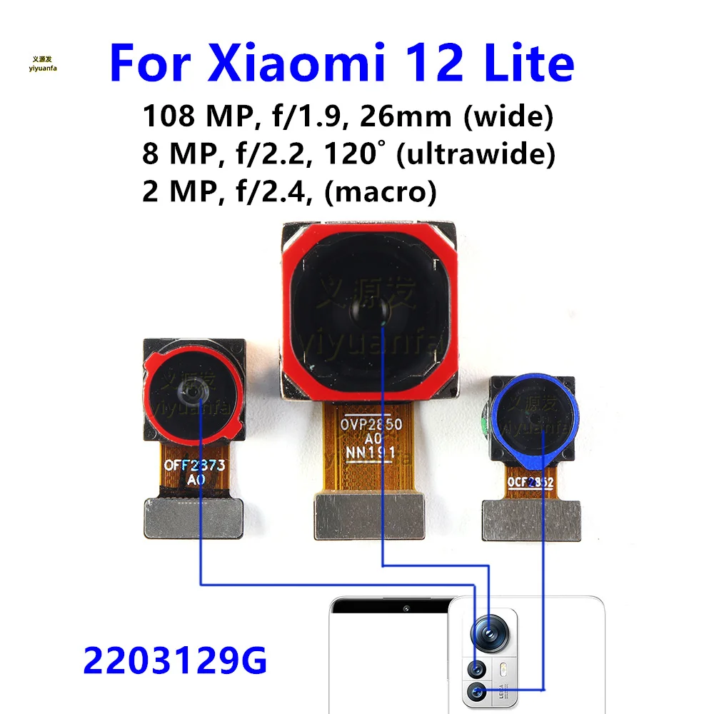 Rear Back Camera For Xiaomi Mi 12 Lite 12 Pro 12Lite 12Pro 12X Backside Camera Module Replacement Parts