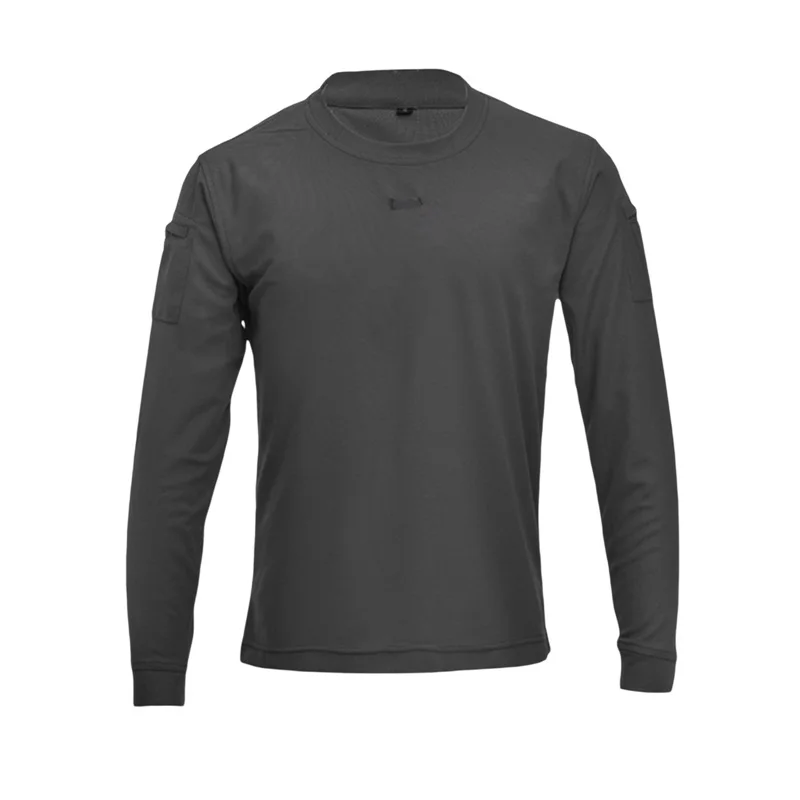 Casual Men’s Long Sleeve Combat Tops Round Neck Solid Color Slim Fit Tactical T-Shirts Outdoor Athletic Tops Streetwear Outfits