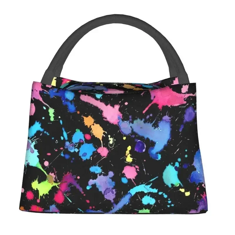 Colorful Paint Splatter Insulated Lunch Bags for Women Artist Painting Resuable Cooler Thermal Bento Box  Office kids