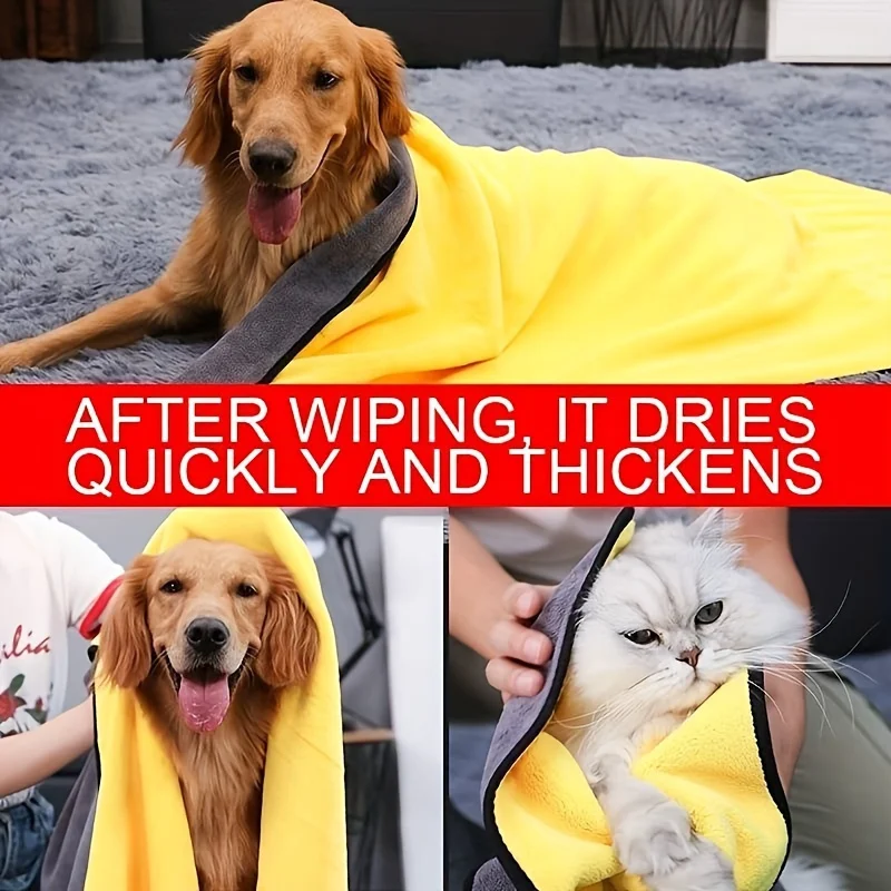 Quick-drying Dog and Cat Towels Soft Fiber Towels Absorbent Bath Towel Pet Bathrobe Convenient Cleaning Towel Dog Accessories