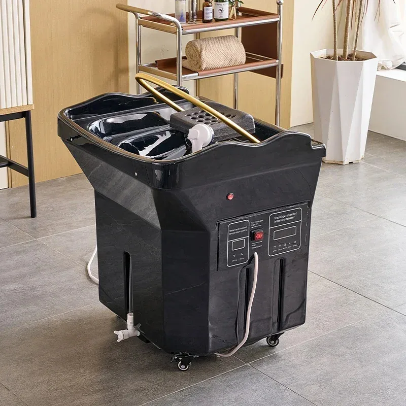 Spa Bed with Water Tank, Mobile Shampoo Wash Basin, Black Portable Shampoo Wash Basin
