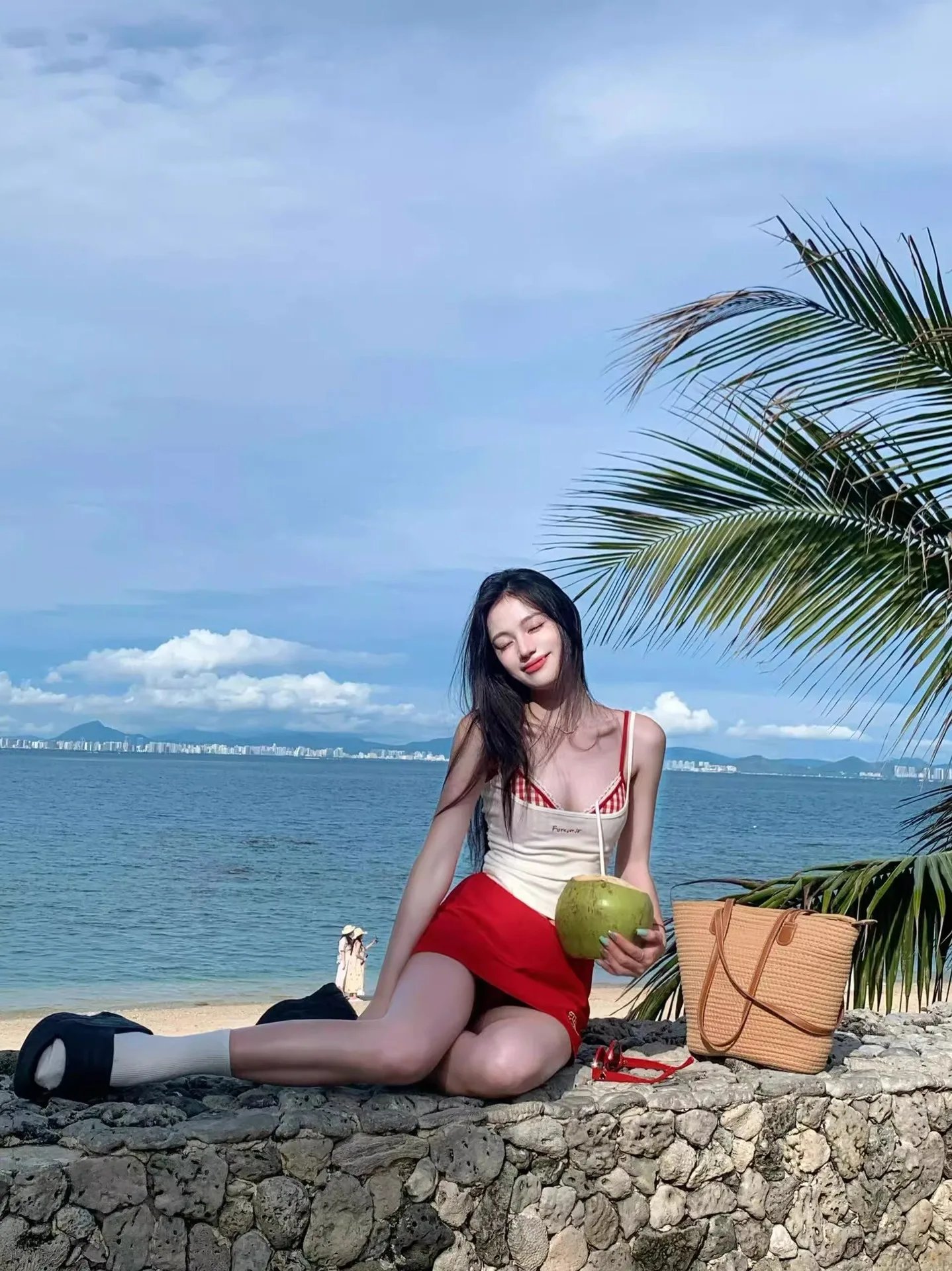 Lightweight and Breathable Bikini Set: Sexy Spaghetti-Strap Dress-Style Beach Vacation Two-Piece Swimsuit 4PCS