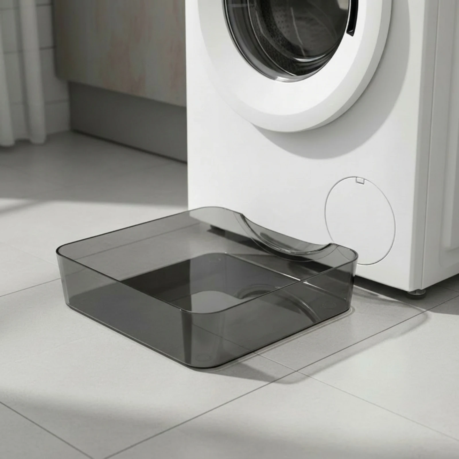 Washing Machine Pan with Notch Square Washing Machine Tray Washer Leak Tray Shallow Low-Height for Homeowners, Laundry Room