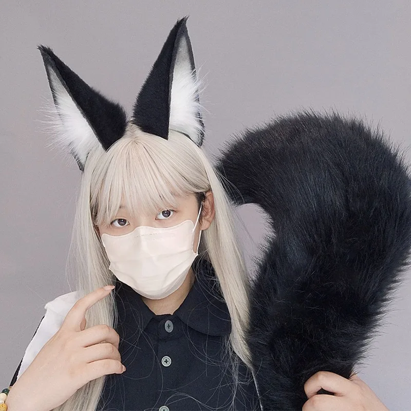 

Handmade Anime Animals Beast Emulation Lovely Wolf Cat Fox Ears Hairhoop Headwear for Lolita Halloween Christmas Game Cosplay