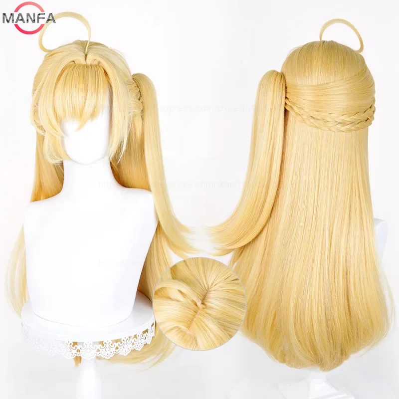 Hochwertige Cissia Cosplay-Perücke, goldene lange Haare, hitzebeständige synthetische Anime-Perücken + Perückenkappe