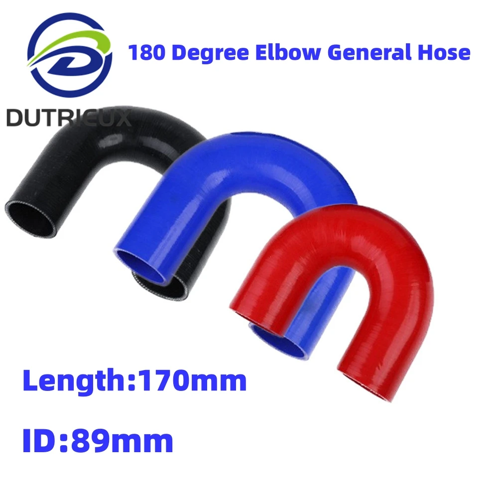 180 Degree Elbow ID 89mm length 170mm General Silicone Coolant Intercooler Pipe Tube Hose 3 Ply 11 Colors