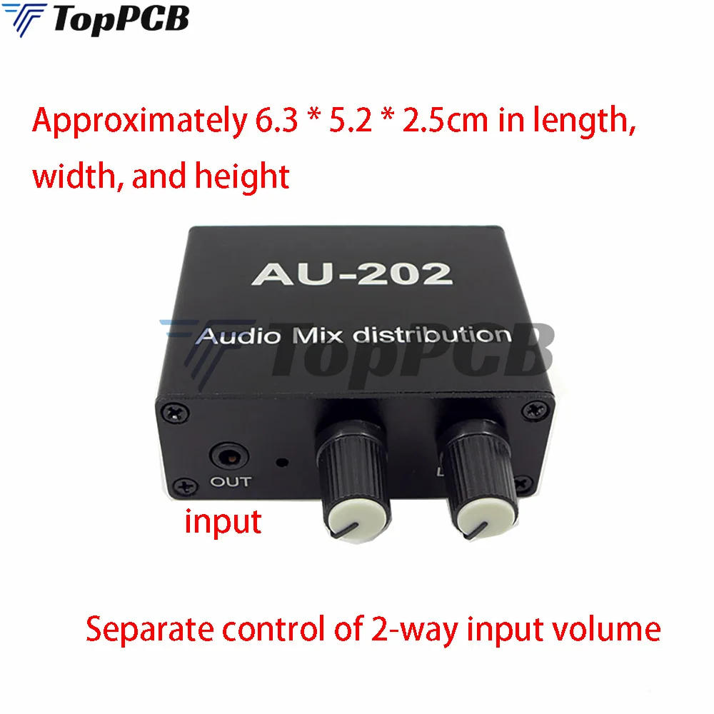 Stereo Mixer Audio Distributor for Headphone External Power AMP Volume Independent Control DC5-19V 2 Inputs 2 Outputs