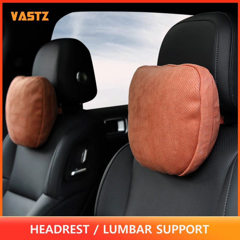 

Headrest Lumbar Support Microfiber Suede Skin - Friendly Pillow Adjustable Perforated Car Cushion Comfortable Neck Backing Block