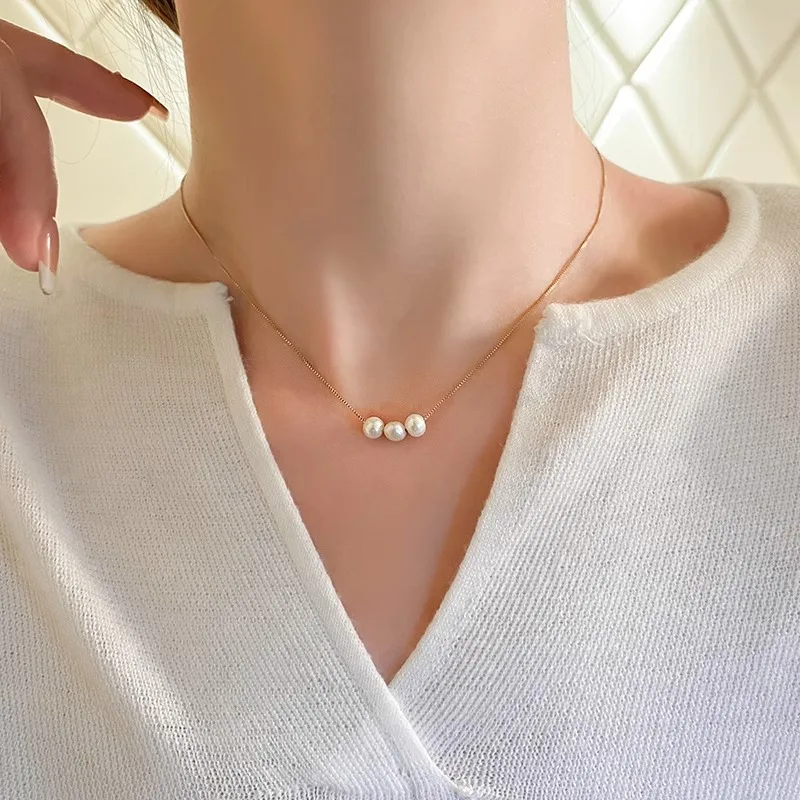 Hot Sell Trendy Natural Freshwater Pearl 14K Gold Filled Female Choker Necklace For Women Box Chains No Fade Cheap