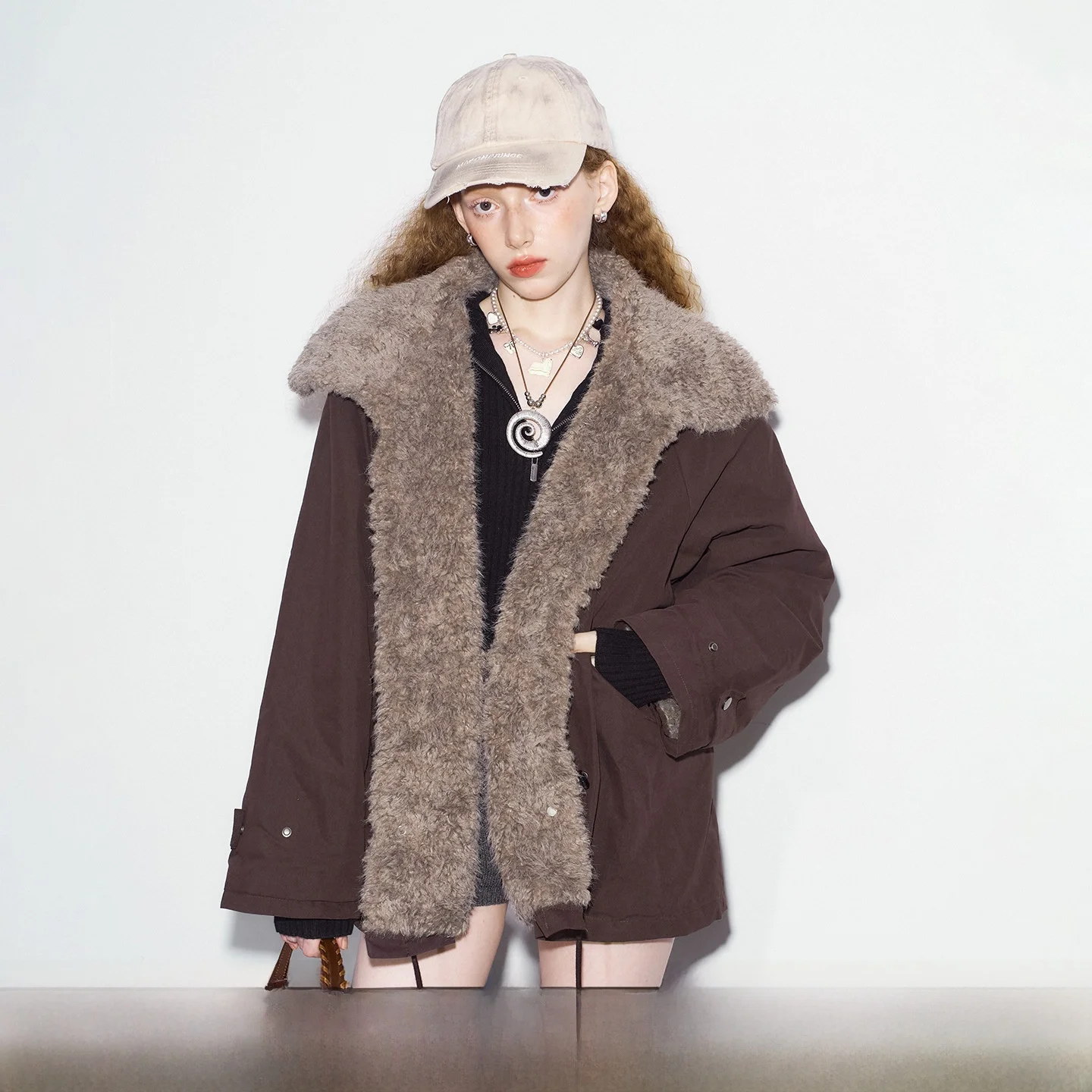 

DIDDI MODA Knitted Two-Piece Set Furry Outerwear Casual Loose Fit Women's Online Exclusive Cardigan Sle Regular Thin