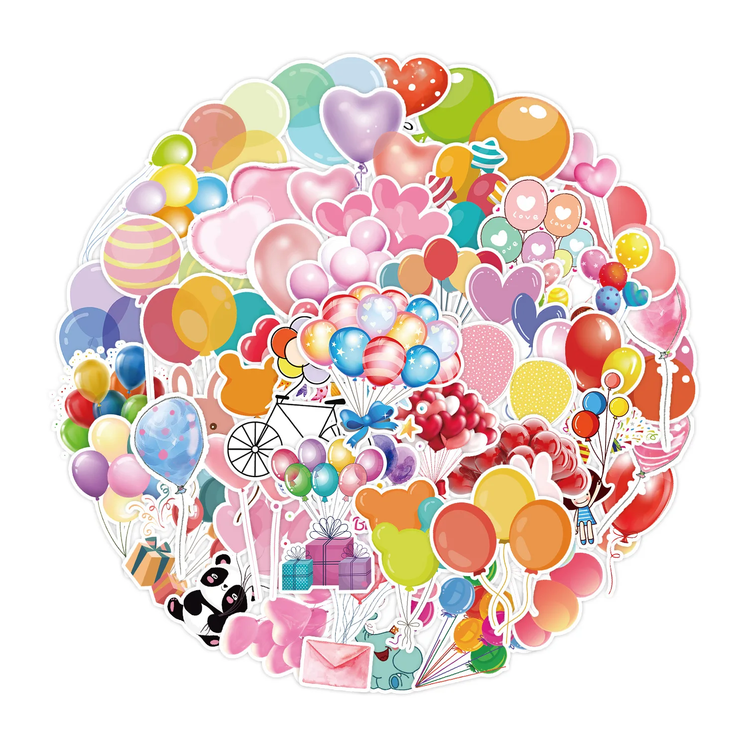 50 Pcs Balloon Flower Stickers for Kids Waterproof Stickers for Water Bottle Laptop Skateboard Computer Helmet Bike Luggage Car