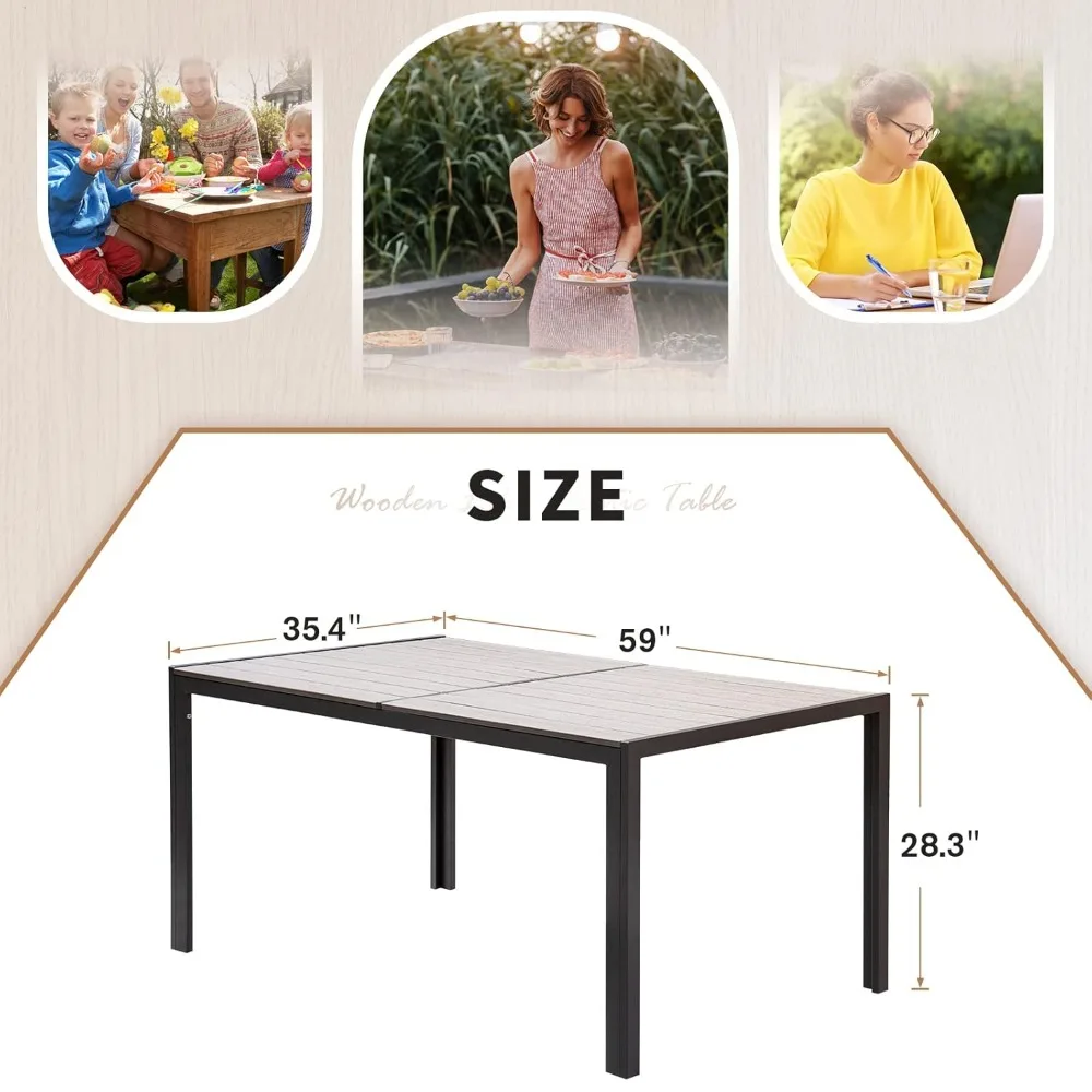 

Patio Dining Table for 6 Outdoor Patio Table 59" X 35" Weather-Resistant Rectangular Table, Customized