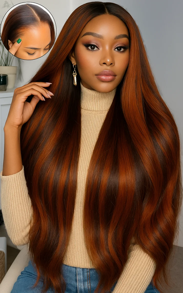 200% الكثافة 5x5 الدانتيل الجبهة شعر طبيعي مفرود الباروكات الزنجبيل البني أمامي الدانتيل باروكة من شعر مستعار مع شعر مستعار الطفل للنساء