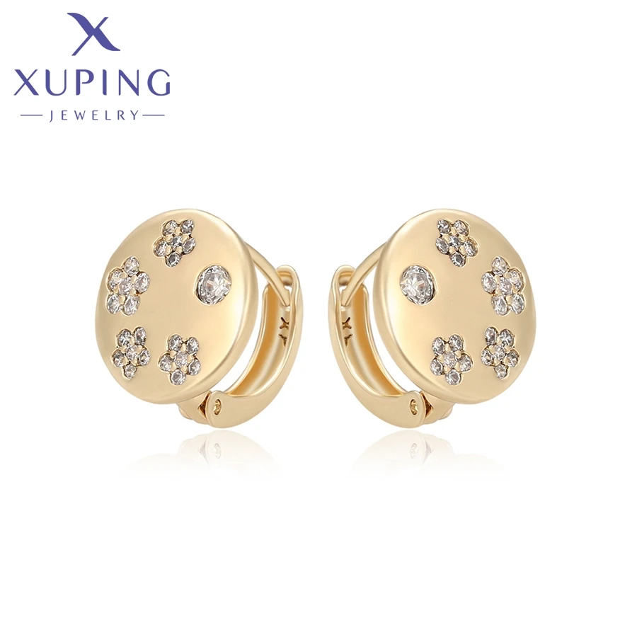 Xuping Jewelry Hot Sales Trend Popular Light Gold Color Hoops Earrings for Women Schoolgirl Holiday Christmas Gifts X001105069