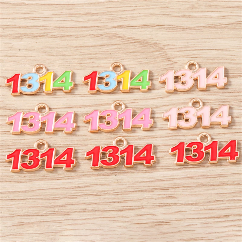 10 Stück Niedliche Anhänger mit den Zahlen 1314 2026, Emaille-Herzanhänger für Schmuckherstellung, Halsketten, Ohrringe, DIY-Bastelzubehör – Detail 9