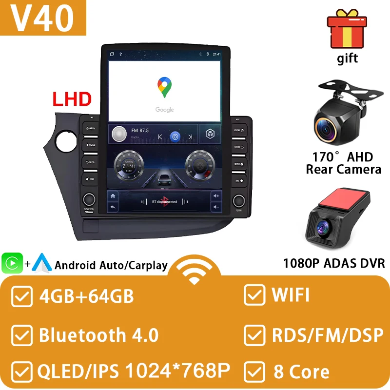 Android 15 Autoradio Voor HONDA INSIGHT 2009 2010 2011-2013 2014 Multimedia Video Player Navigatie GPS 4G WIFI Head Unit Geen 2din