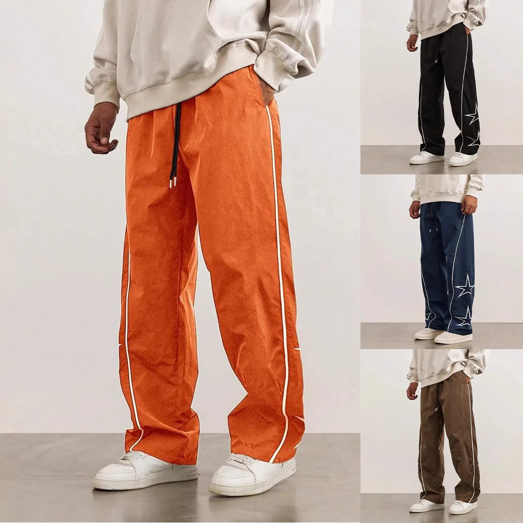 

Five Pointed Star Pattern Men's High Street New Casual Pants Retro Versatile Work Pants Street Fashion Unisex Pants Men's Pants