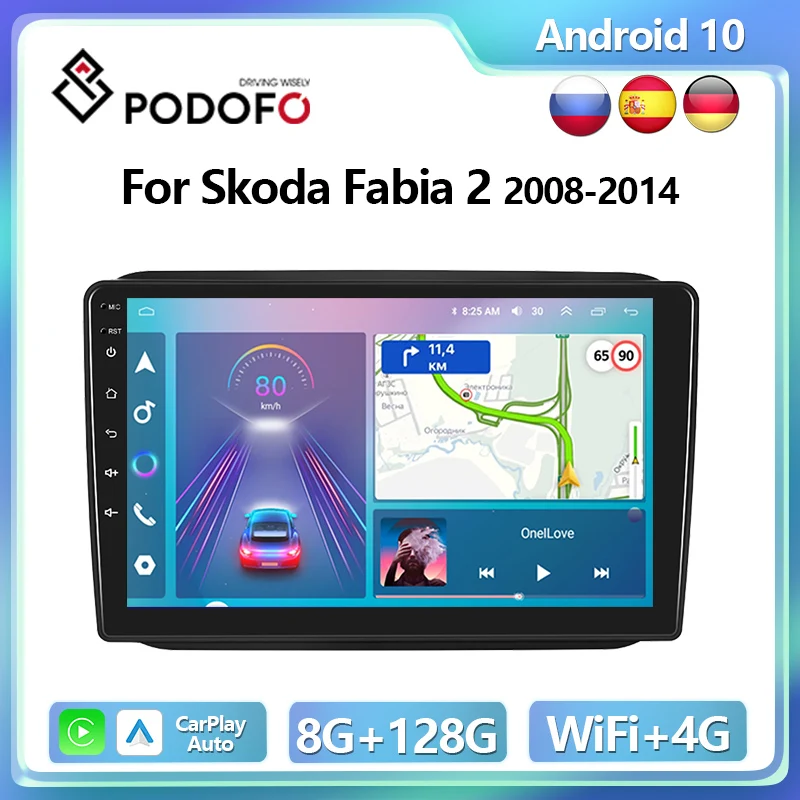 

Podofo 4G CarPlay Android Radio For Skoda Fabia 2 2008-2014 Car Multimedia Player 2din GPS Stereo Head Unit Ai Voice Autoradio